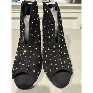 Women's INC Black rhinestone Studded Ankle Boots Booties Size 10